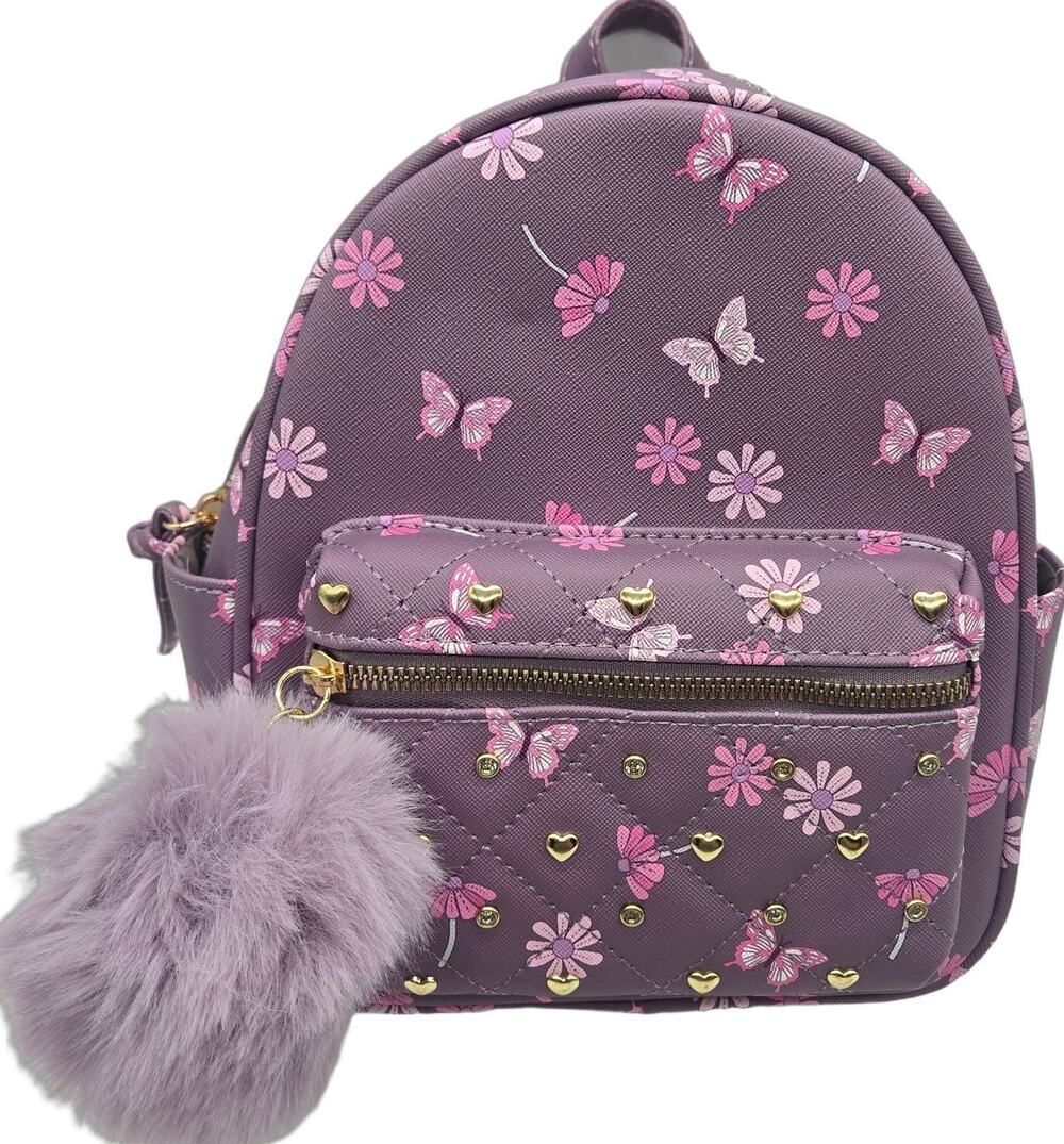 UNDERONESKY Small Backpack Purple Floral Butterfly COQUETTE GIRLHOODCOR NEW